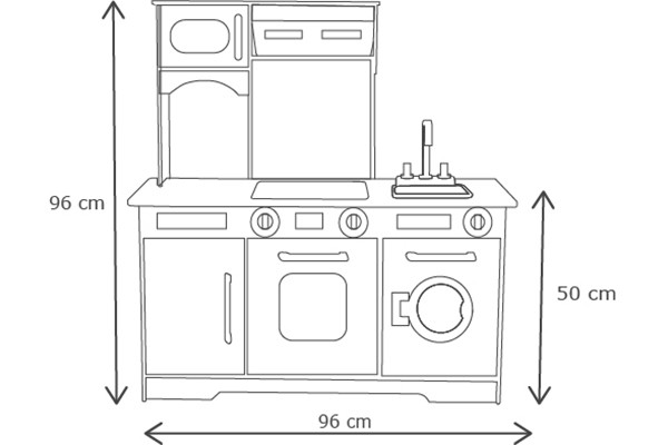 De formaten van de kinderkeuken.