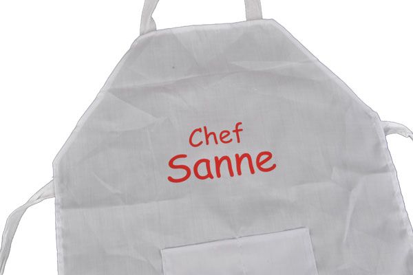 Kinderschort wit met eigen naam.
