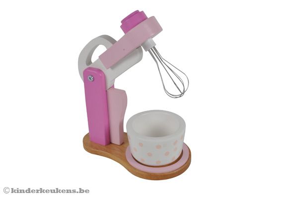 Roze houten mixer omhoog.