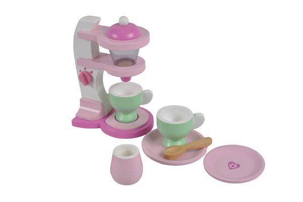 Houten koffiezetapparaat.